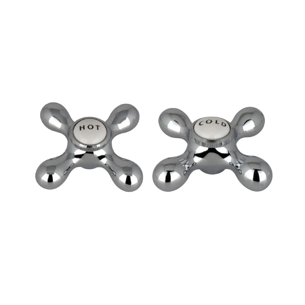 Kingston Brass Bathroom Cross Faucet Handle Hot & Cold Polished Nickel Brand New